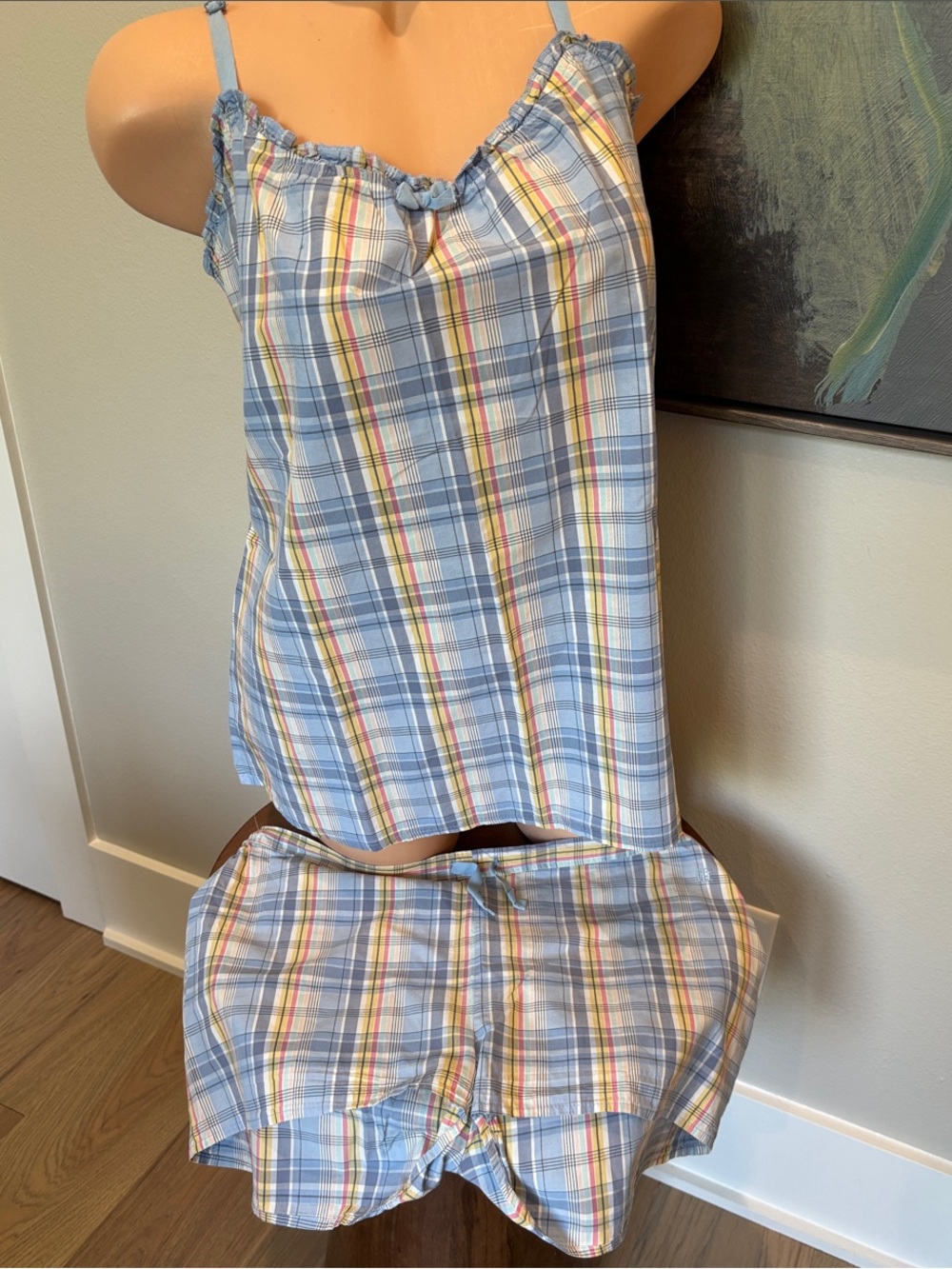 Tommy Hilfiger Blue Multi Plaid Cotton Cami & Shorts Set